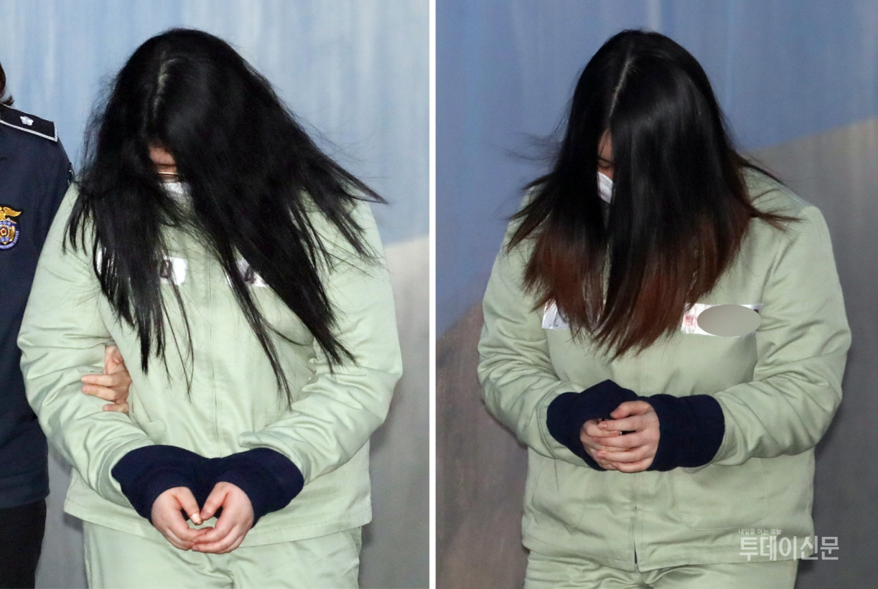 인천 초등학생 살인사건 혐의를 받는 피고인 박모양과 김모양 ⓒ뉴시스