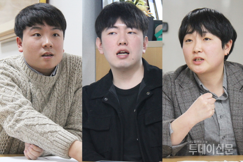 왼쪽부터 바른미래당 김현동 청년대변인, 김선기 청년연구자, 정의당 정혜연 부대표 ⓒ투데이신문