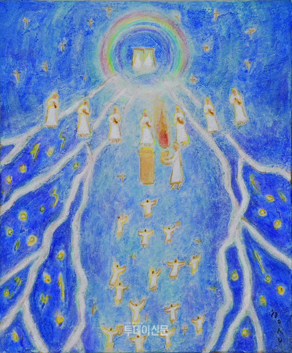 2018_성도들의 기도_45.5 x 38 cm_acrylic on canvas