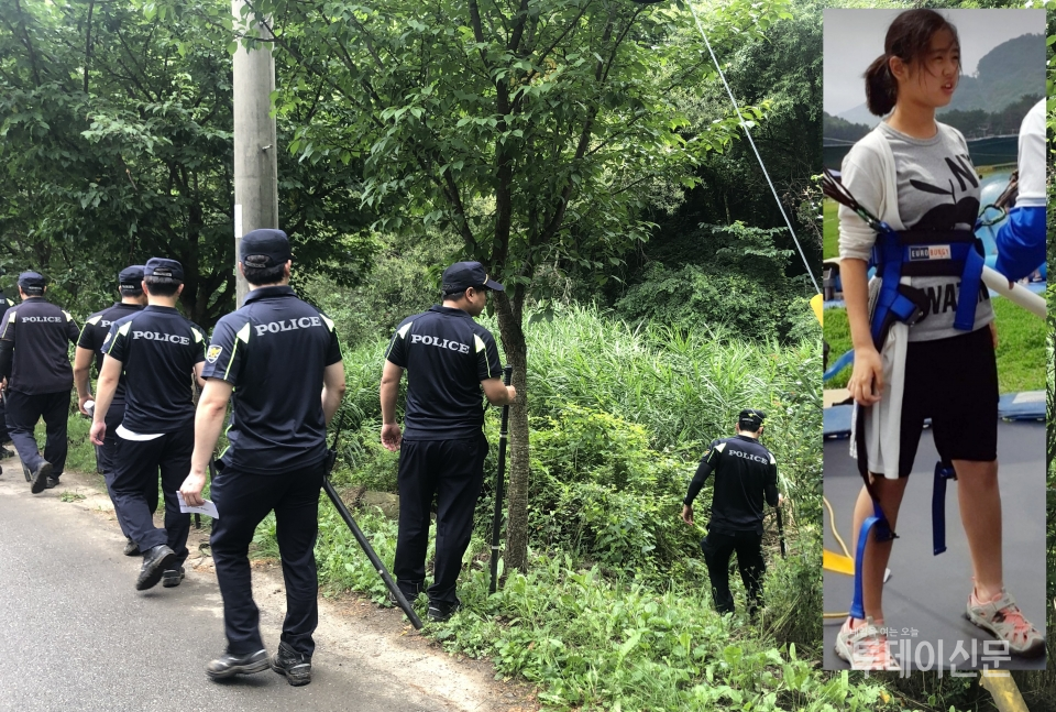 경찰이 수사본부를 가동하고 충북 청주에서 실종된 조은누리양의 본격적인 수색에 나섰다. 사진 오른쪽은 조양의 실종 당시 모습. ⓒ뉴시스