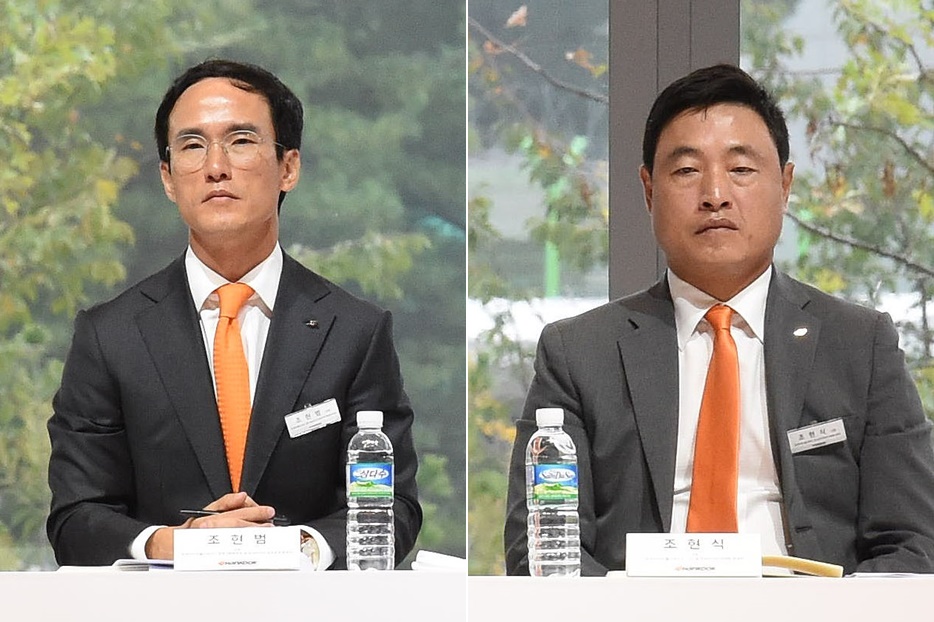 한국타이어앤테크놀로지 조현범 사장, 한국테크놀로지그룹 조현식 부회장(좌측부터) ⓒ뉴시스