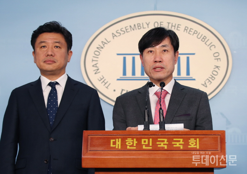 새로운보수당 하태경 책임대표가 지난 15일 서울 여의도 국회에서 열린 기자회견에서 발언하고 있다. ⓒ뉴시스