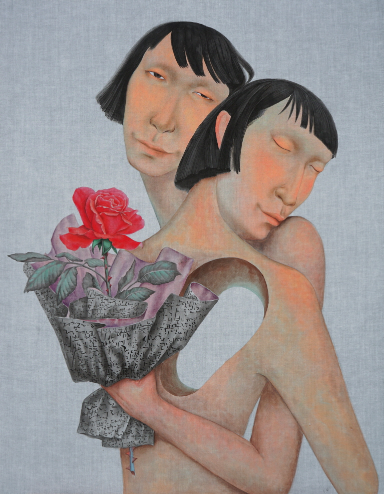 나는 충분하다, I am enough, 72.5✕91cm powder on fabric  2020