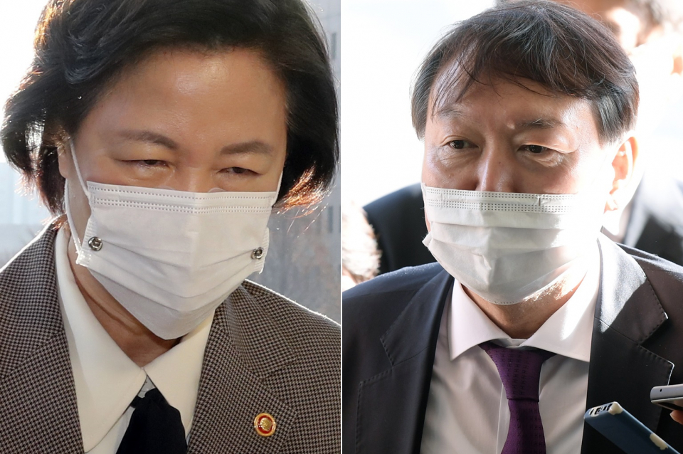(왼쪽부터) 추미애 법무부 장관, 윤석열 검찰총장ⓒ뉴시스