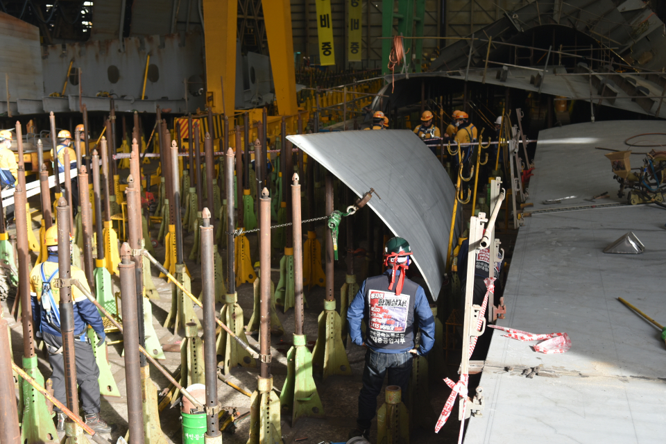 현대중공업 울산조선소 사고발생 현장 ⓒ현대중공업지부