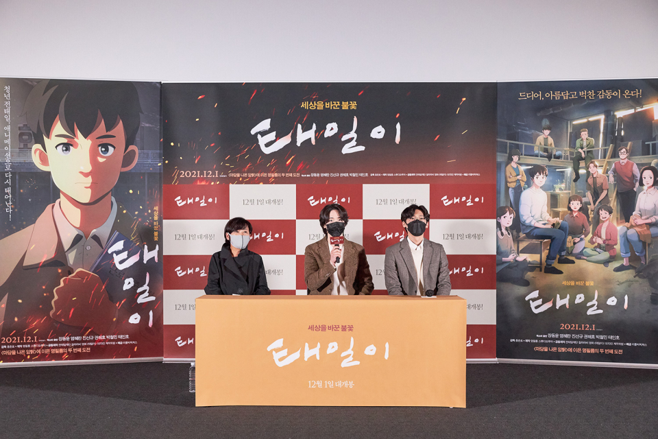 (왼쪽부터) 심재명 대표, 배우 장동윤, 홍준표 감독