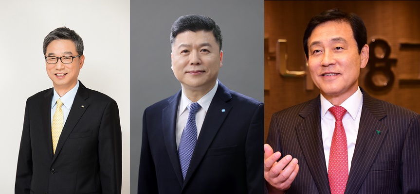 (왼쪽부터) KB국민은행 허인 행장, 우리은행 권광석 행장, 하나금융그룹 김정태 회장 ⓒ각 사