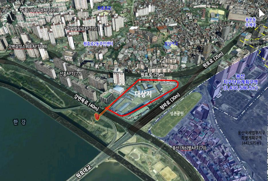 서울 원효로 현대자동차 도심형 미래연구소 위치도 ⓒ서울시