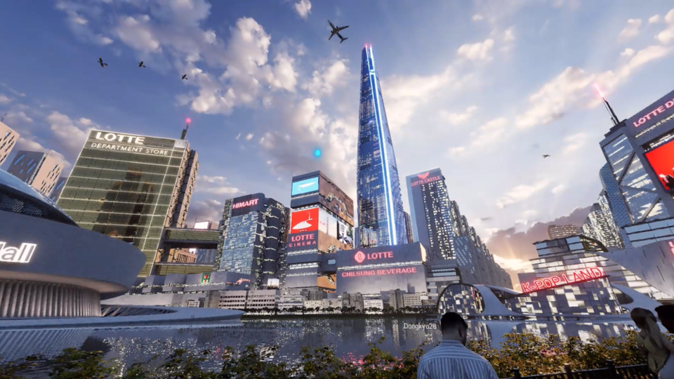 롯데정보통신과 자회사 칼리버스가 구현한 롯데의 메타버스 세계&nbsp;ⓒ롯데지주<br>