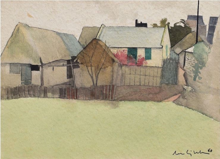 루꽁년(Luu Cong Nhan, 1931-2007), 집, 1960, 종이에 수채, 31x43cm ⓒ누보