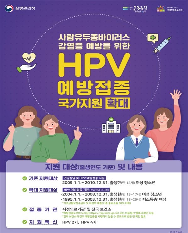 HPV 국가예방접종 지원사업 홍보 포스터. [사진제공=질병관리청]