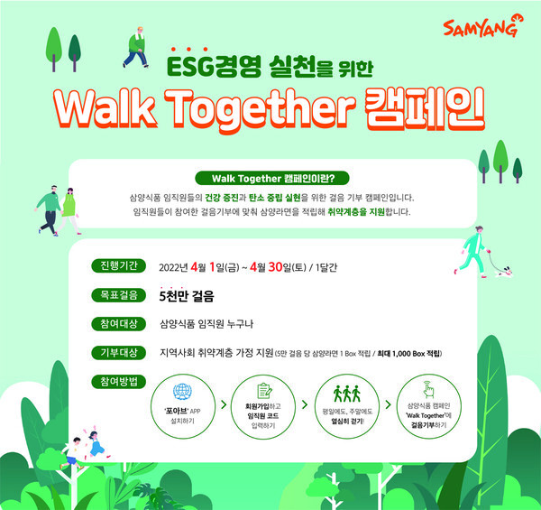 삼양식품 Walk Together 캠페인 진행 [사진제공=삼양식품]