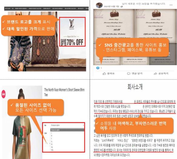 사기의심 사이트 주요 특징 [사진제공=한국소비자원]