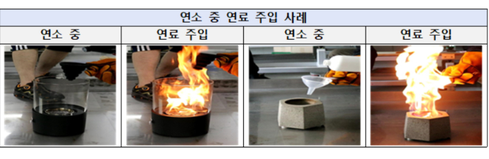 연소 중 연료 주입 사례 [사진제공=한국소비자원]