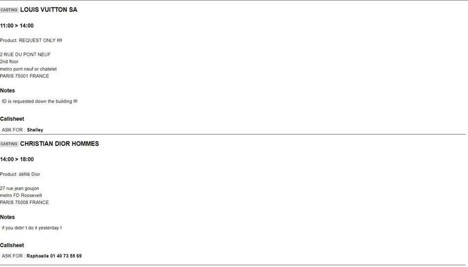 김영현씨가 받은 유럽의 명품 브랜드 캐스팅 메일 [사진제공=김영현씨]