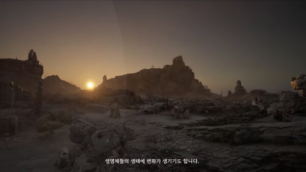 ‘TL’에서는 날씨 등 환경 변화에 따른 생태계 변화도 구현됐다. [이미지 출처=온라인 프리뷰 갈무리]