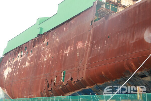 세월호 선체의 녹슨 모습 ⓒ투데이신문