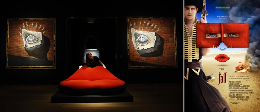 △ 살바도르 달리의 작품 〈Mae West Lips Sofa〉(왼쪽)을 차용한 타셈 싱 감독의 영화 〈더 폴〉 포스터 [사진출처=뉴시스/네이버 영화]