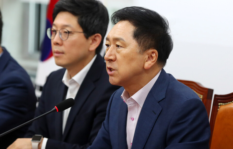 김기현 국민의힘 당 대표가 10일 오전 서울 여의도 국회에서 열린 최고위회의에서 발언하고 있다. [사진제공=뉴시스]