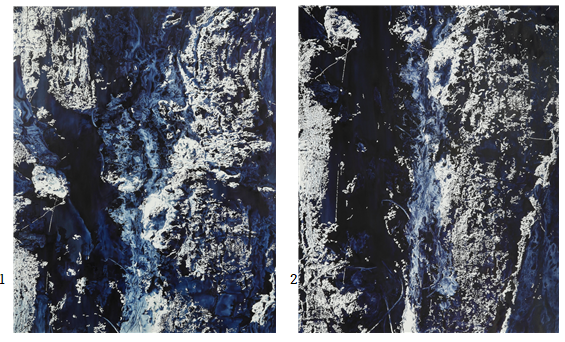 1. 움벨트_파도1(umwelt_wave1) , 162.2 x 130.3cm, oil on canvas, 2023.<br>2. 움벨트_파도2(umwelt_wave2) , 162.2 x 130.3cm, oil on canvas, 2023.<br>