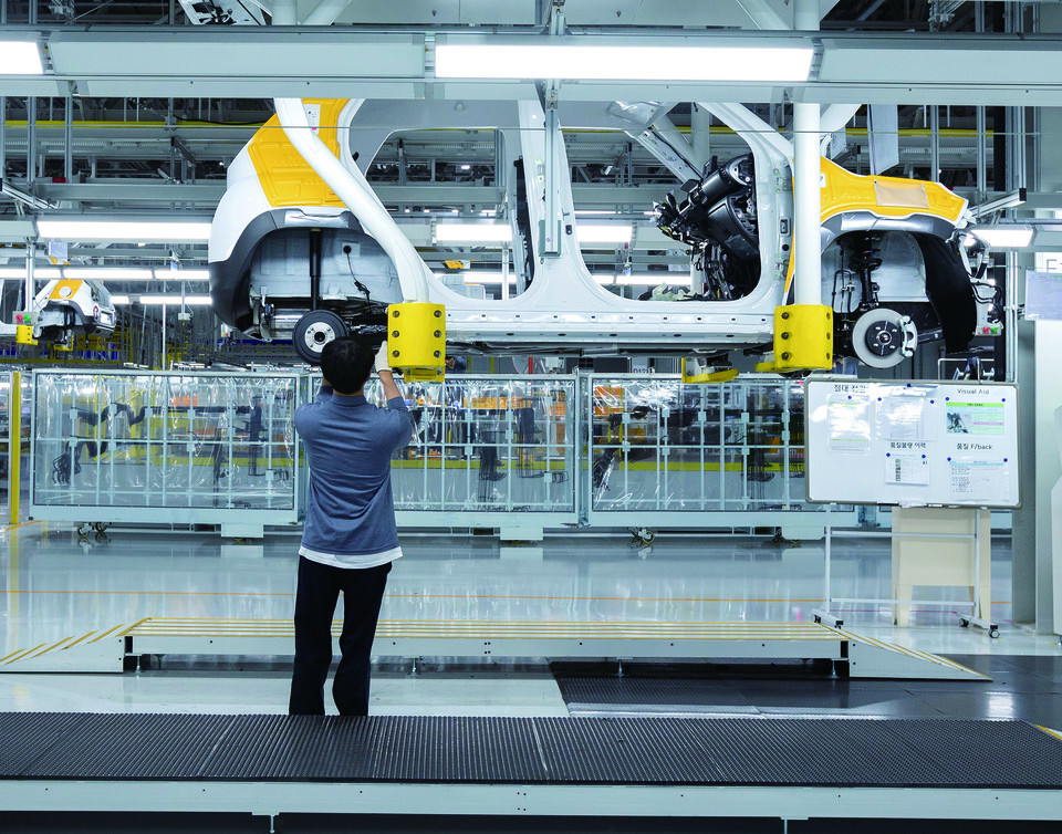 광주글로벌모터스 캐스퍼 생산라인 모습 [사진제공=광주글로벌모터스]<br>
