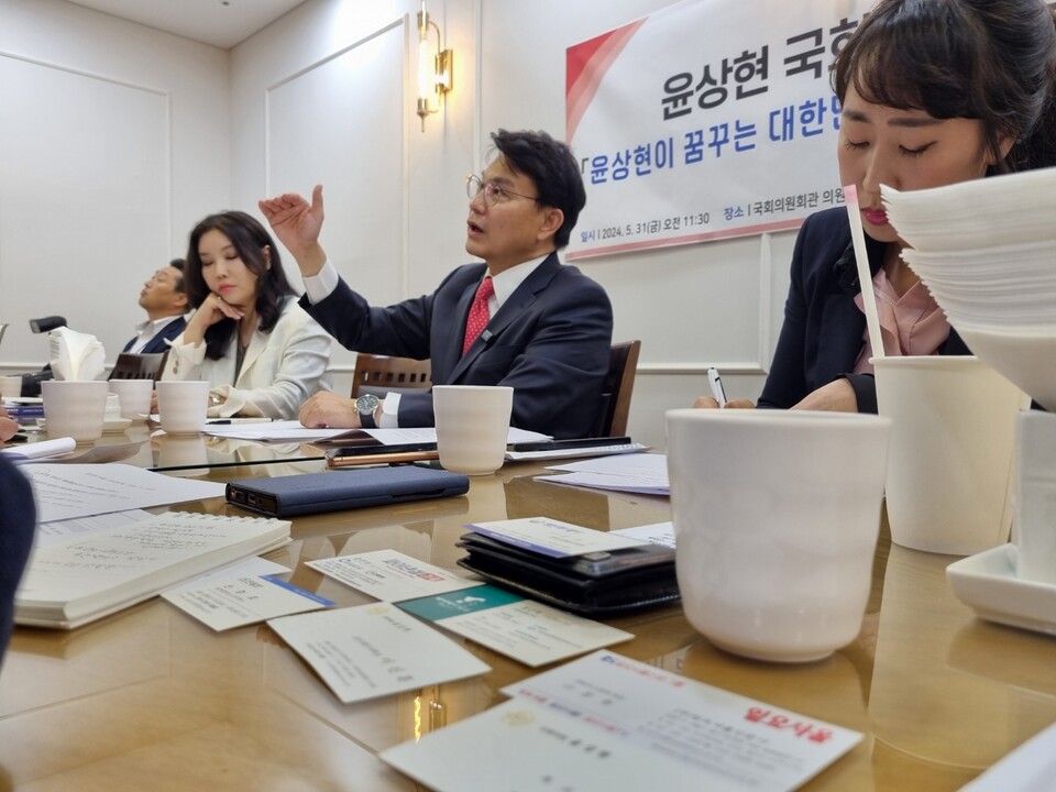 국민의힘 유력 당권 주자인 윤상현 의원이 한국언론연대·한국인터넷신문방송기자협회가 공동 주최한 초청 간담회에서 발언하고 있다. ©투데이신문