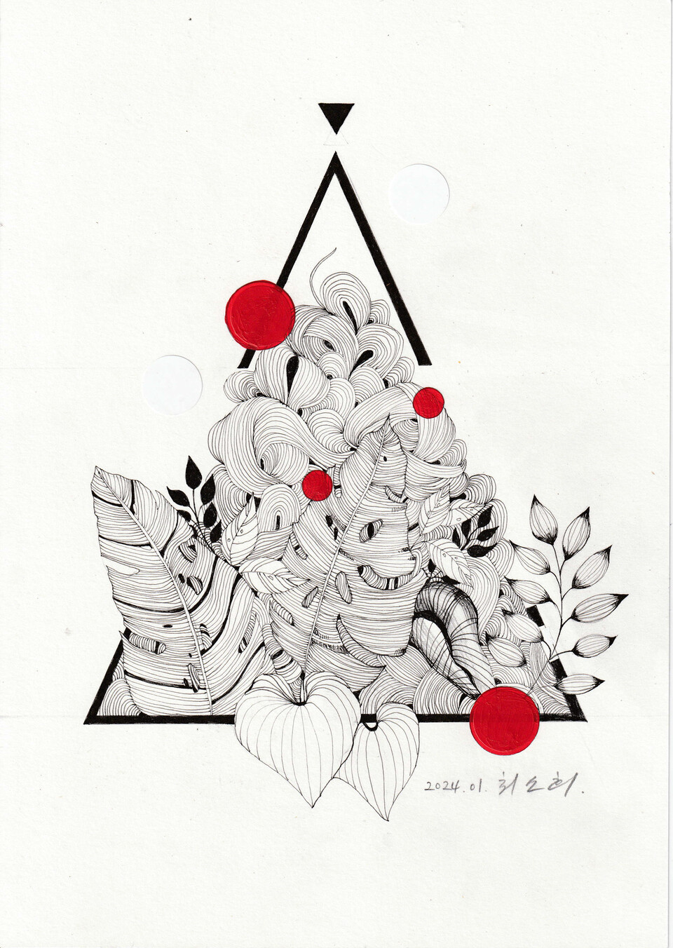 Drawing 6- mixed media on paper, 21.0 cm x 29.5 cm, 2024<br>