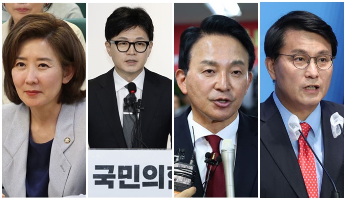 국민의힘 당권주자 나경원 의원, 한동훈 전 비상대책위원장, 국토교통부 원희룡 전 장관, 윤상현 의원.[사진출처=뉴시스]
