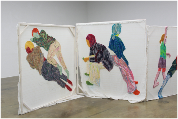 두 여자_천에 터프팅, 가변크기, 가변설치, 2022<br>