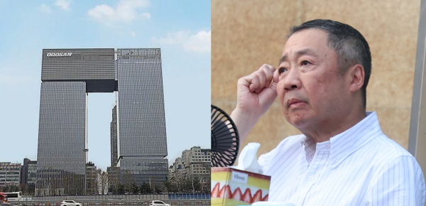 경기 분당 두산타워(왼쪽)와 박정원 회장. [사진출처=뉴시스/두산]