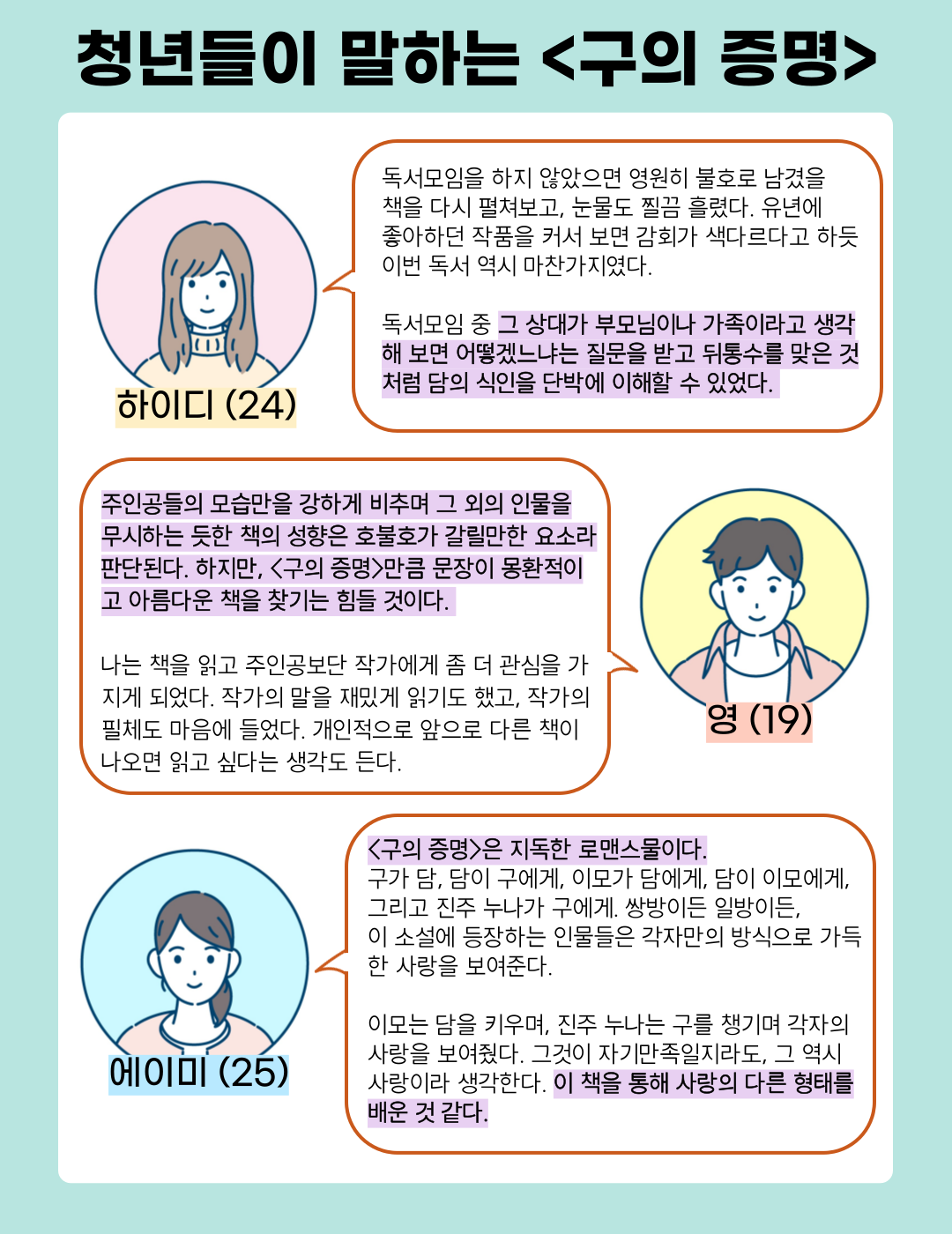 &lt;구의 증명&gt;에 대한 청년들의 감상. ⓒ투데이신문