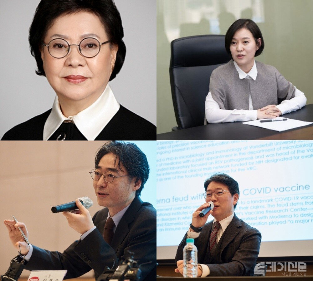 연초 시작된 한미약품그룹 오너 일가의 경영권 분쟁이 다시 격화되고 있다. 왼쪽 위에부터 시계 방향으로 한미약품그룹 송영숙 회장, 자녀인 임주현 부회장, 한미사이언스 임종훈 대표이사, 임종윤 이사.&nbsp;