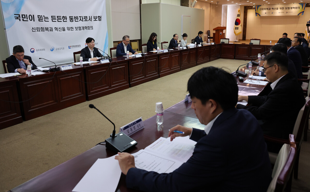 지난 9월 26일 오전 서울 종로구 정부서울청사에서 열린 신뢰회복과 혁신을 위한 보험개혁회의 [사진제공=뉴시스]<br>