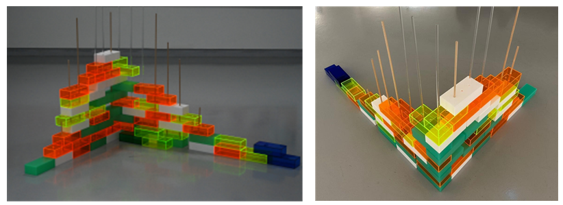 (왼쪽 작품)repaired corner, mixed media installation, 2023<br>(오른쪽 작품)&lt;Marverous rebuilds&gt;, 갤러리 반포대로 5, 2023<br>
