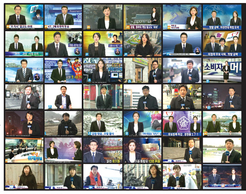 2008년, 2012년 '블랙시위'에 참여해 검은 옷을 입고 뉴스를 전하는 YTN, SBS, OBS 언론인들의 모습.&nbsp;[사진제공=전국언론노동조합]