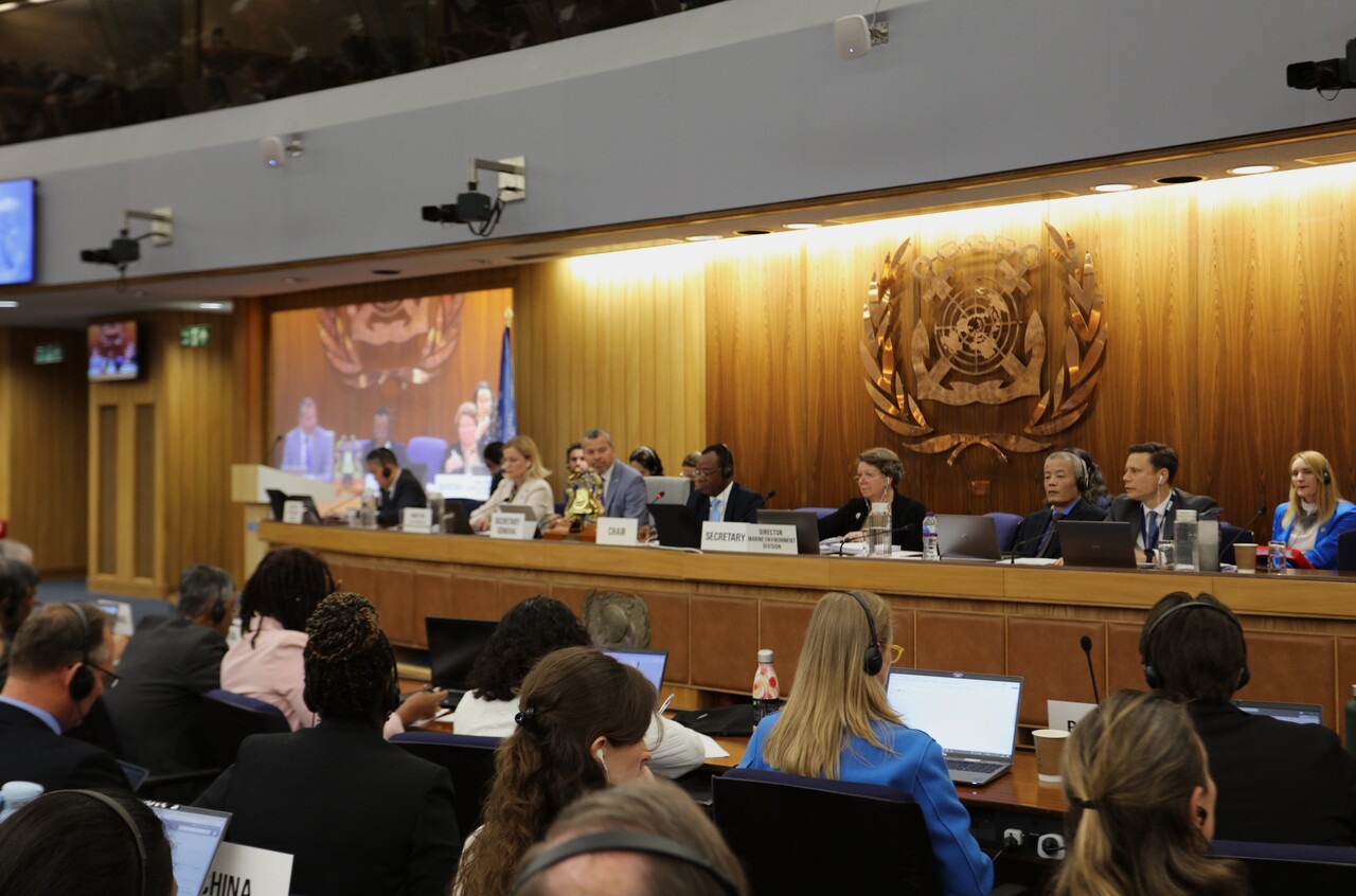 지난 4월 7일부터 11일까지 개최된 제83차 해양환경보호위원회(MEPC) 회의 모습. [사진=GS칼텍스]