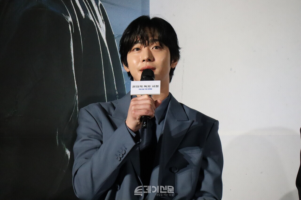 영화 &lt;전지적 독자 시점&gt; 제작보고회에서 촬영 소감을 말하고 있는 안효섭 배우&nbsp;©투데이신문