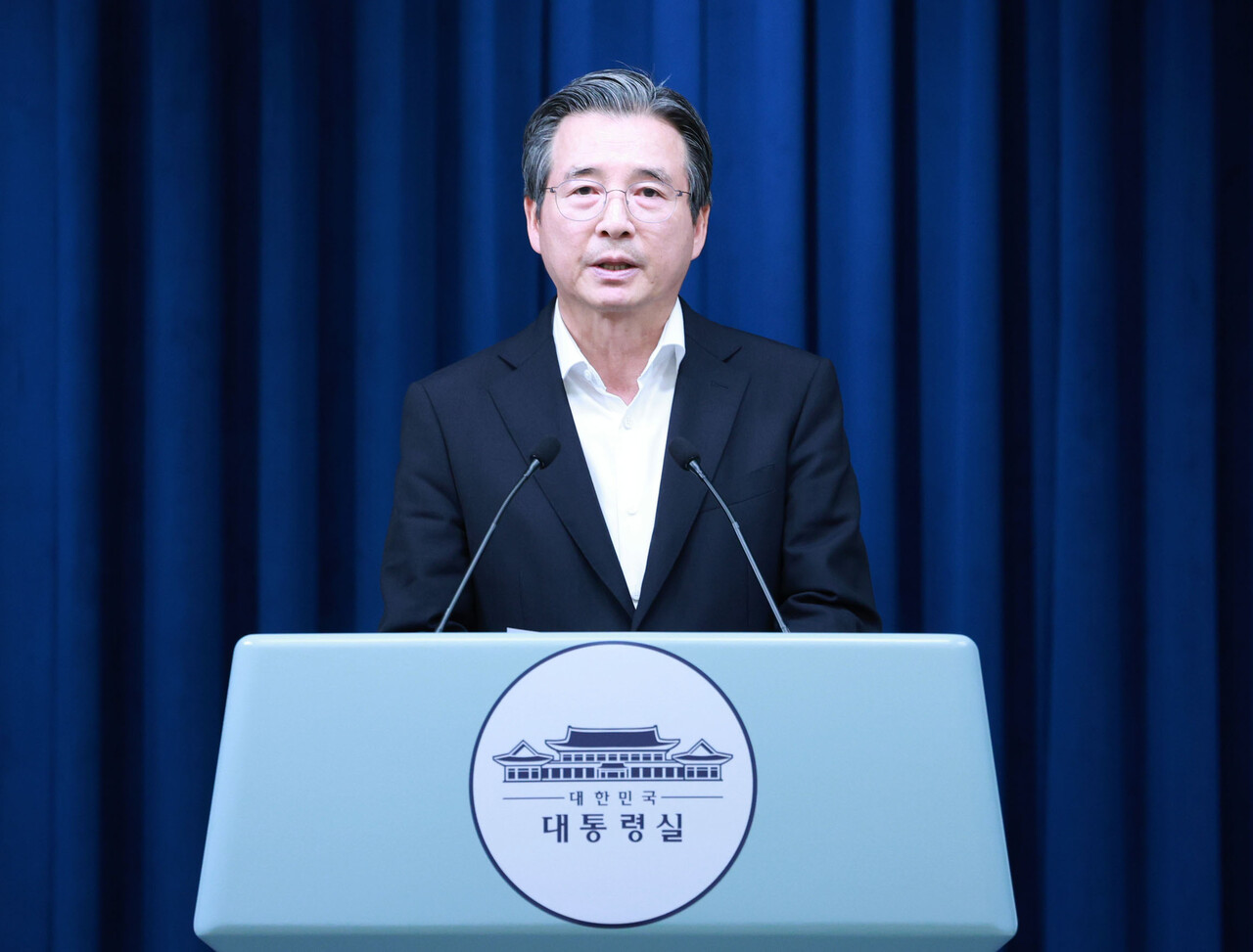 김용범 정책실장이 지난 10일 서울 용산 대통령실 청사에서 RE100 산단 관련 브리핑을 하고 있다. [사진=뉴시스]