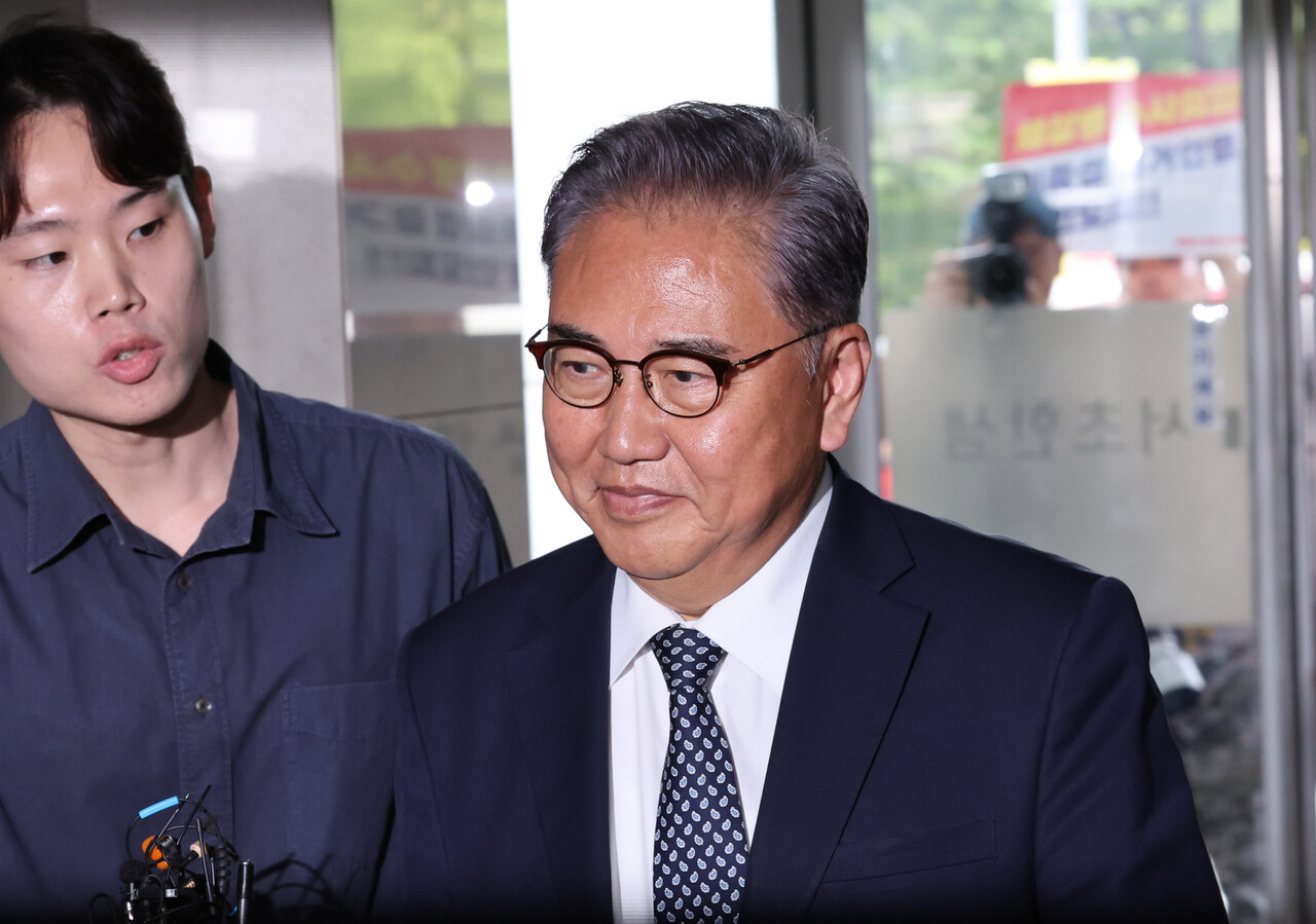 박진 전 외교부 장관이 23일 서울 서초구 순직해병 특별검사팀에 참고인 신분으로 출석하고 있다. [사진제공=뉴시스]