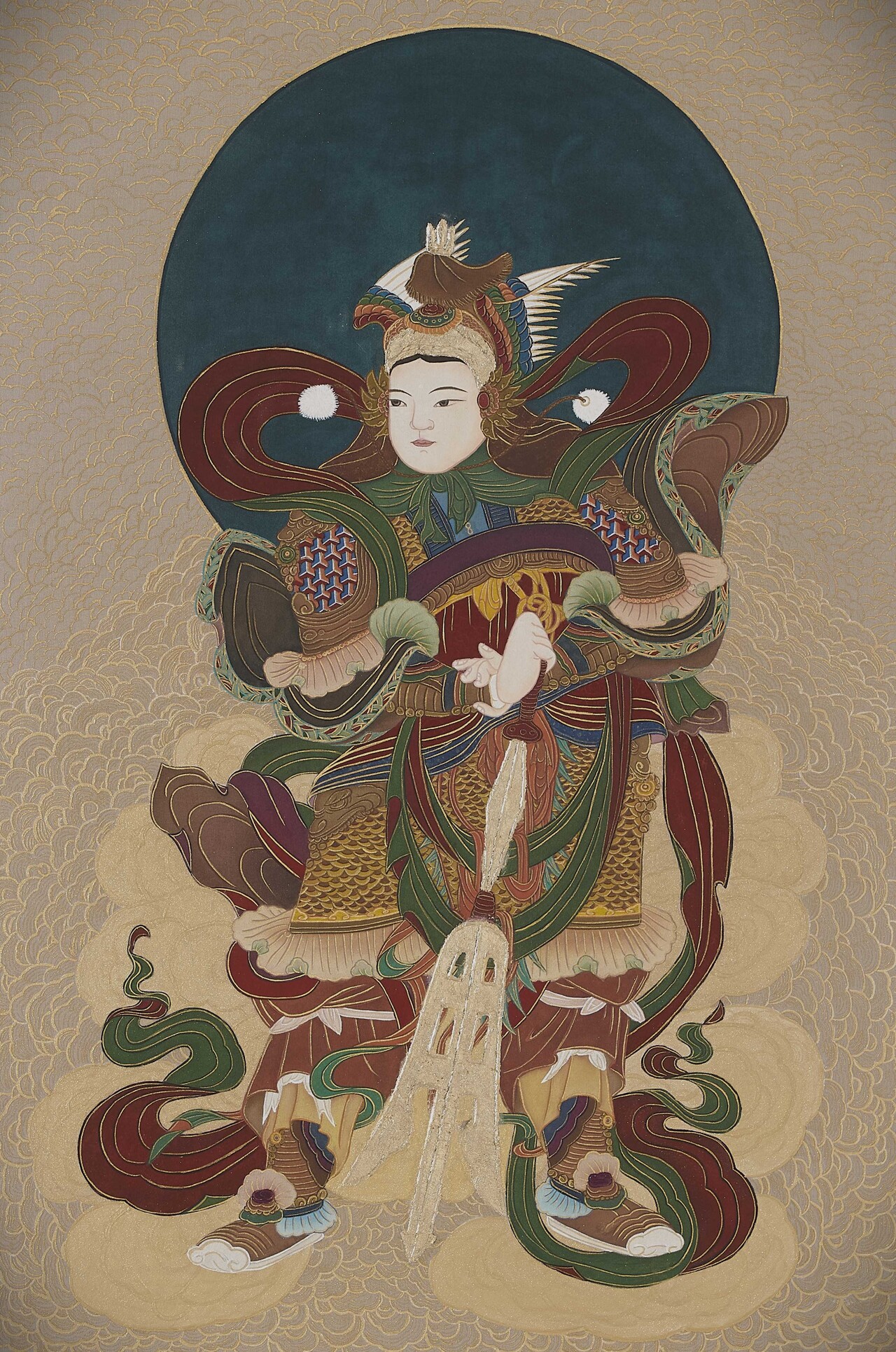 위태천, 50*73cm, 비단에 석채·염료·금 ⓒ이미희 작가 