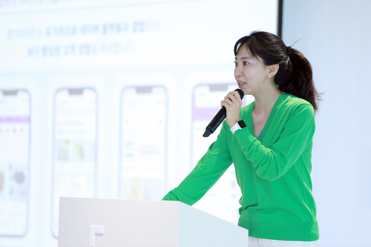 컬리 김슬아 대표가 지난 9월 서울 네이버스퀘어 종로에서 열린 '네이버 커머스 밋업' 행사에서 발언하고 있다. [사진=네이버]