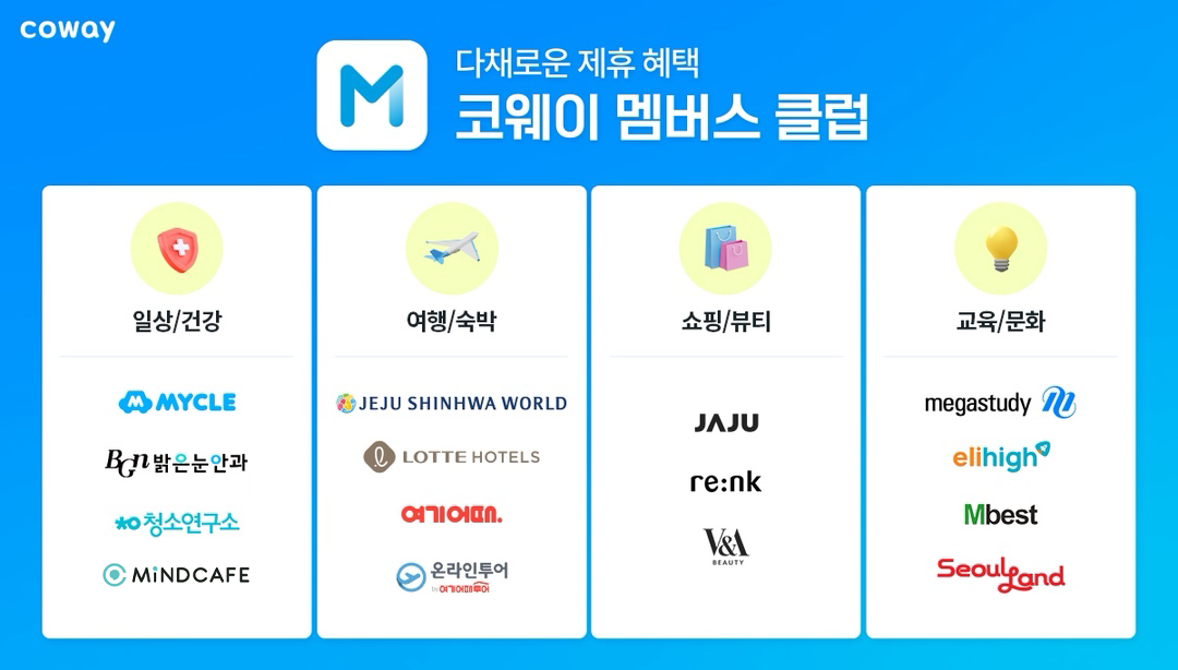 코웨이 멤버스클럽 제휴처. [사진=코웨이]